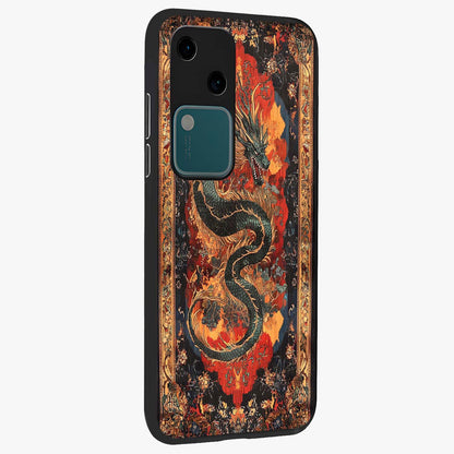 Inferno Dragon Soul Glass Case upright view showcasing intense dragon artwork with fantasy fire theme.
