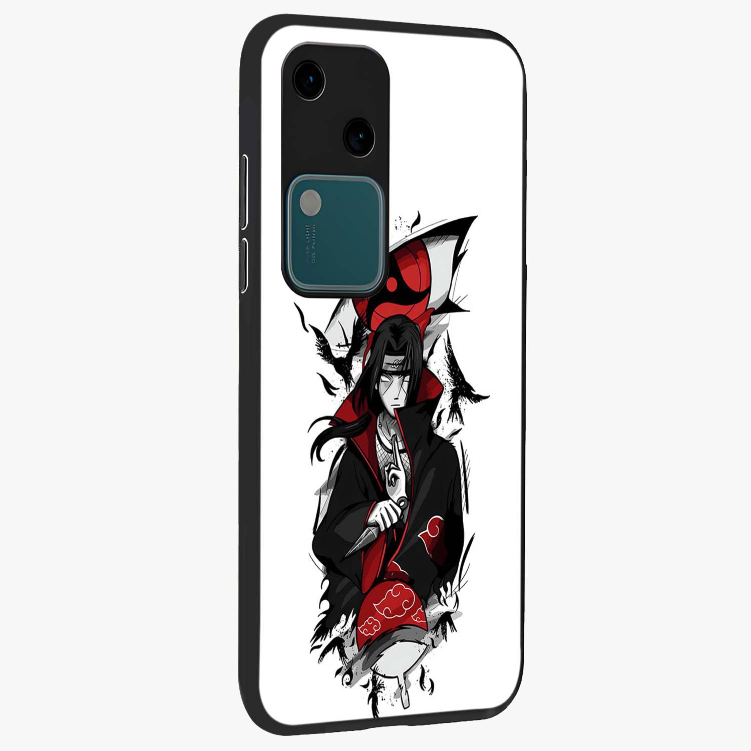 Itachi Limited Edition Naruto Anime Glass Case upright view showcasing intense anime artwork with powerful character theme.