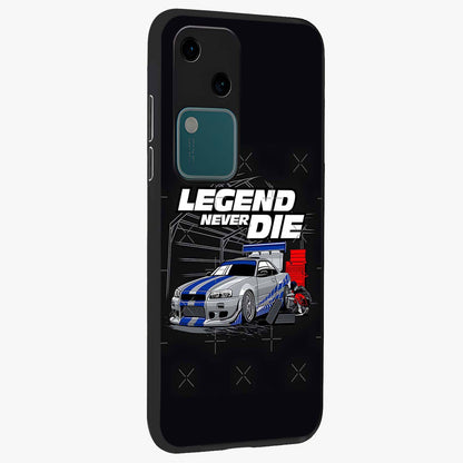 Midnight Racing Legacy Glass Case upright view showcasing powerful racing artwork with modern sports theme.