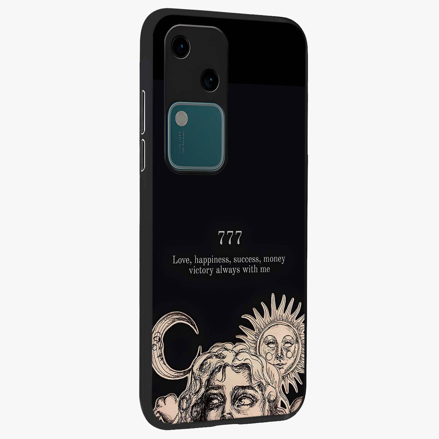 Mystic Victory Aura Glass Case upright view showcasing powerful victory themed artwork with spiritual energy vibe.