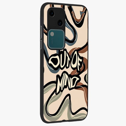 Out Of Mind Glass Case upright view showcasing striking typography artwork with edgy conceptual theme.