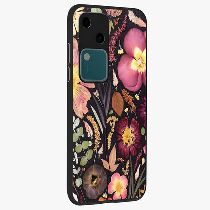 Petal Dream Tapestry Glass Case upright view showcasing detailed floral tapestry artwork with artistic nature theme.