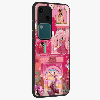 Pink Palace Muse Glass Case upright view showcasing artistic palace artwork with graceful royal theme.