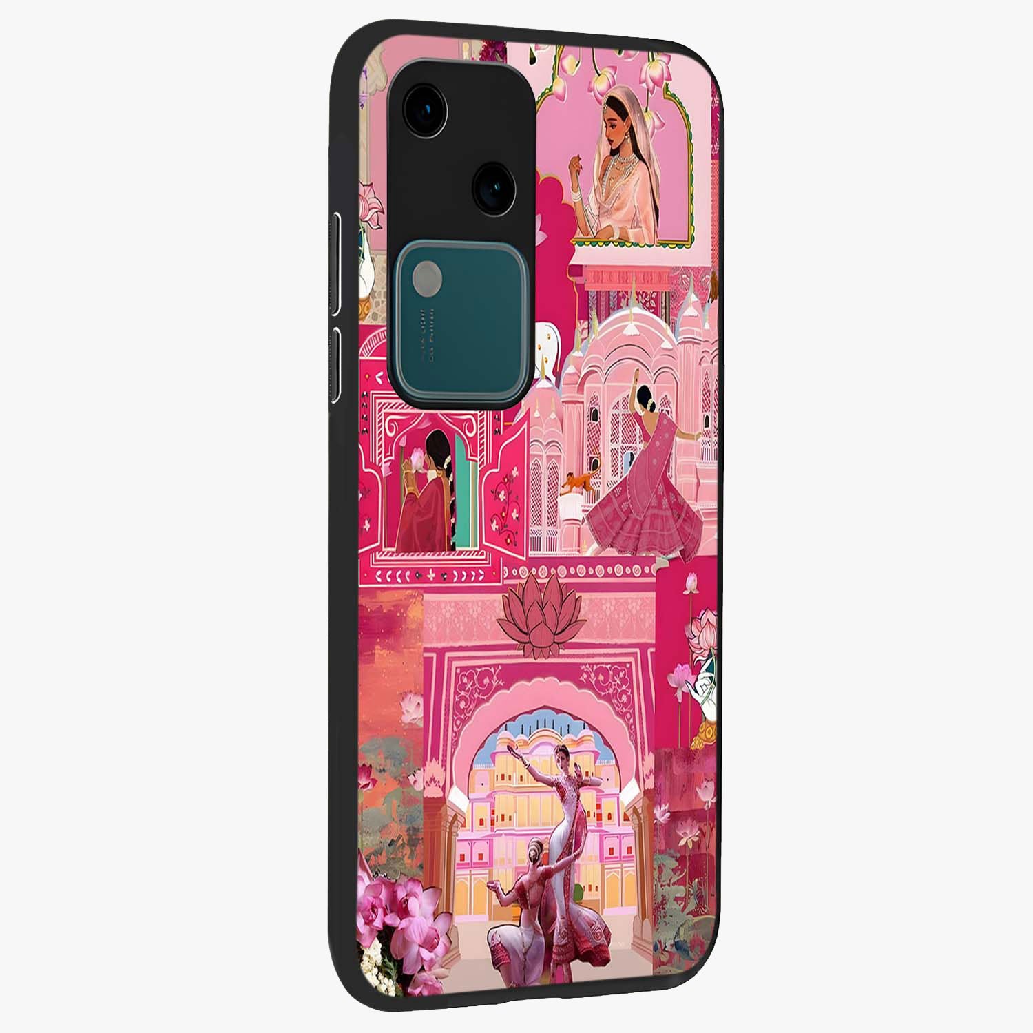 Pink Palace Muse Glass Case upright view showcasing artistic palace artwork with graceful royal theme.