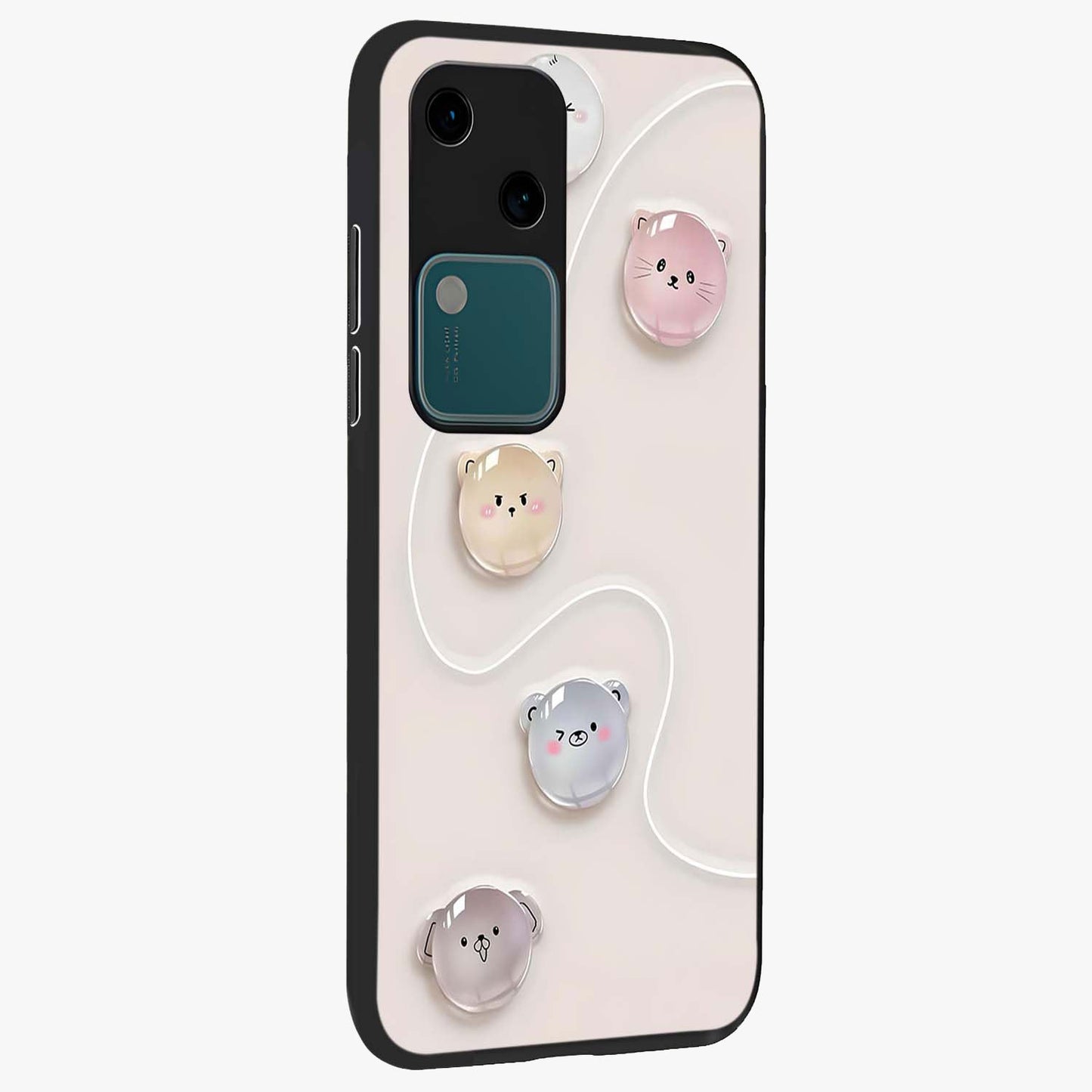 Puffy Face Parade Glass Case upright view showcasing adorable character artwork with cheerful animated theme.