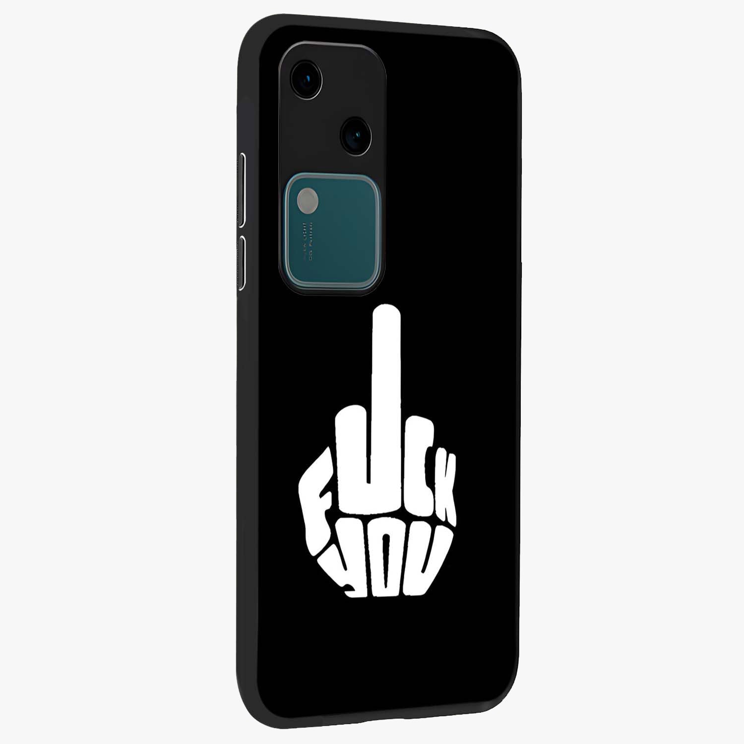 Rebel Mode On Glass Case upright view showcasing striking statement artwork with bold rebellious theme.