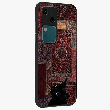 Regal Magic Cat Apple Glass Case upright view showcasing charming cat artwork with playful magical theme.