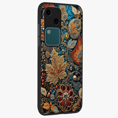 Royal Jewel Garden Glass Case upright view showcasing rich floral artwork with luxurious garden theme.