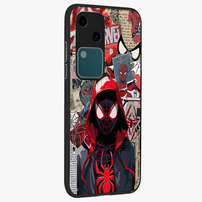 Spider Collage Street Glass Case upright view showcasing bold superhero artwork with urban street theme.