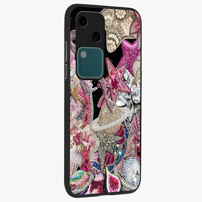 Starlit Jewel Dream Glass Case upright view showcasing radiant star inspired artwork with magical night theme.