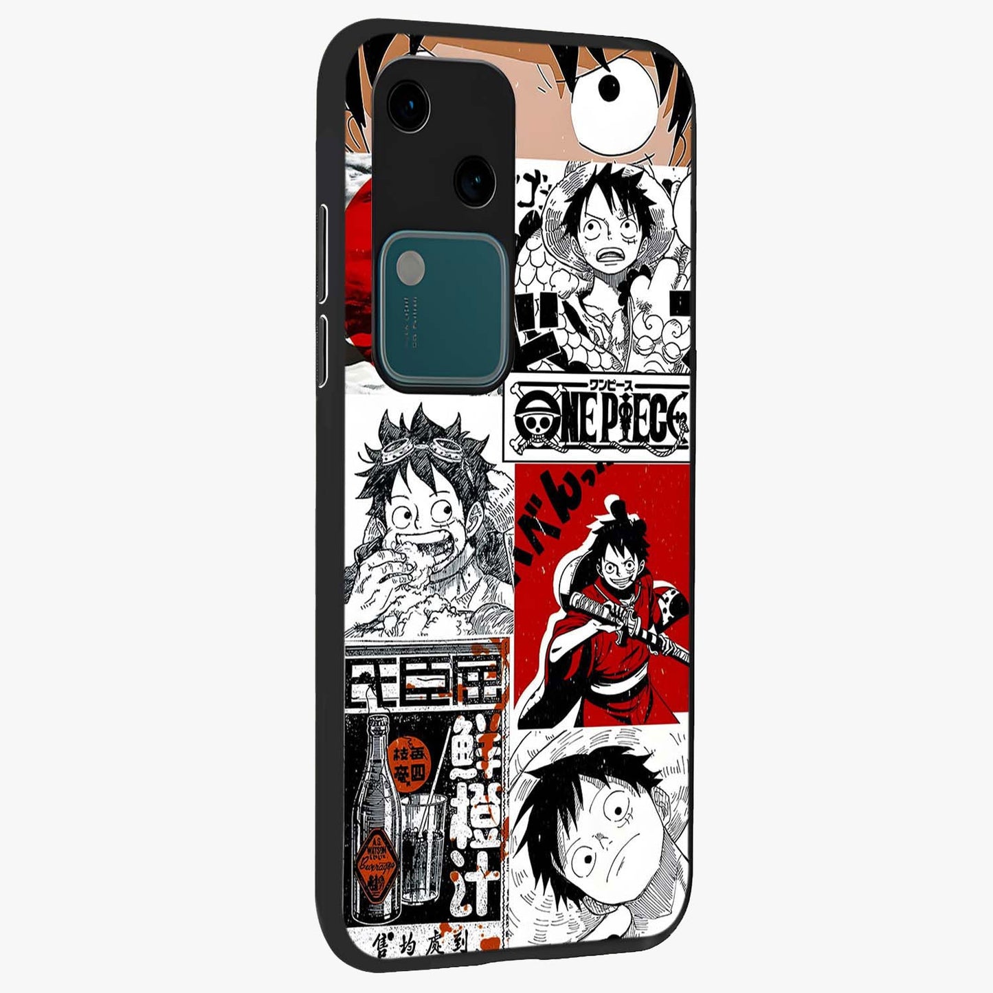 Strawhat Chaos Panels Glass Case upright view showcasing energetic anime artwork with bold adventure theme.