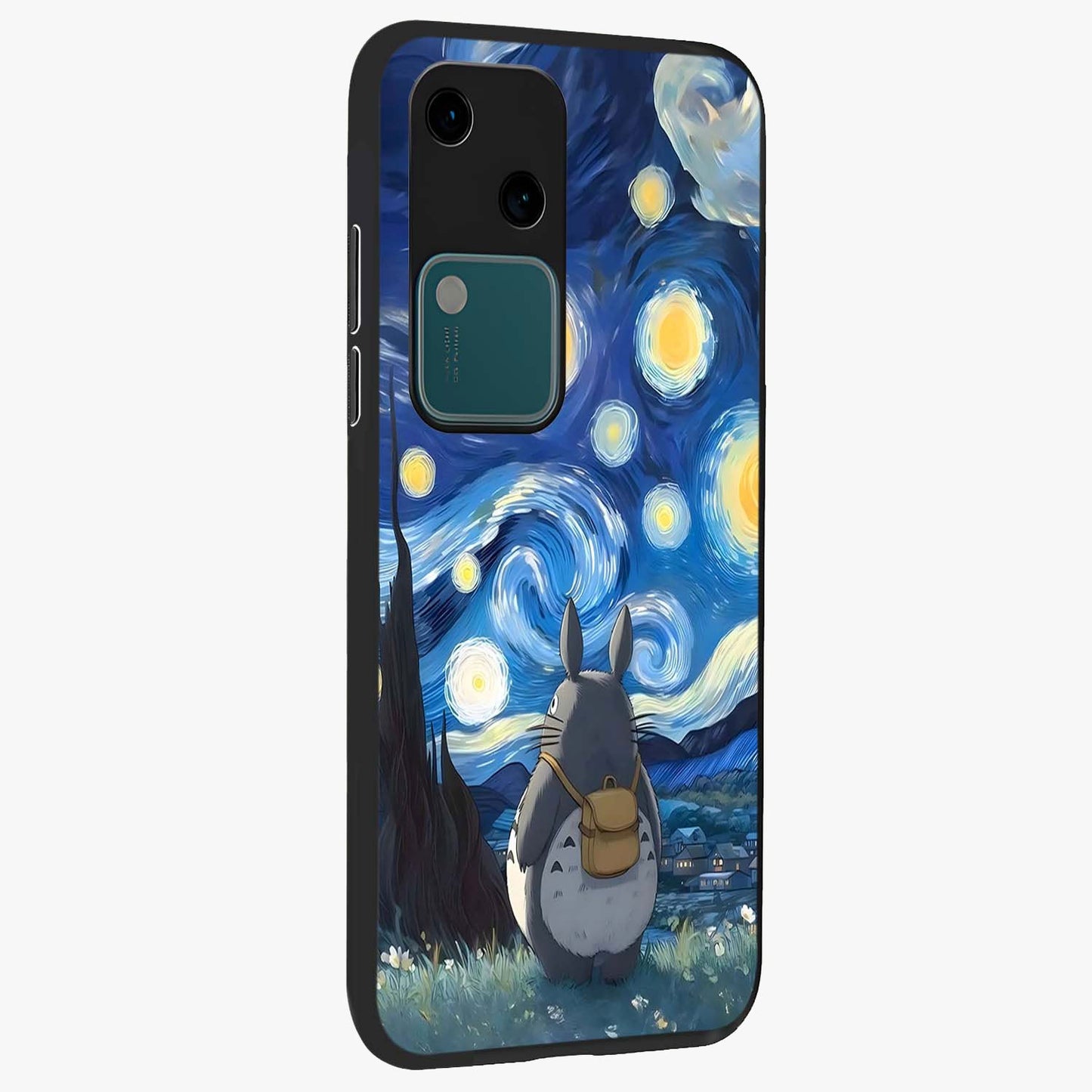 Totoro In Van Gogh Art Glass Case upright view showcasing creative character artwork with painterly artistic theme.
