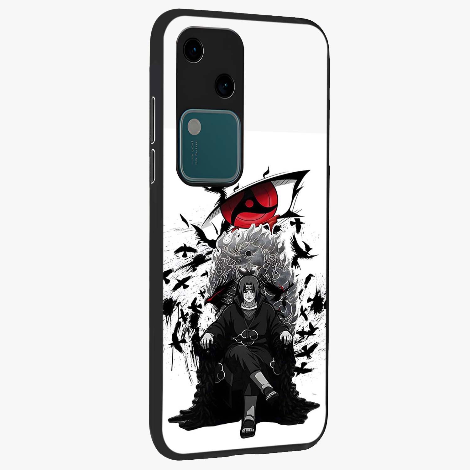 Uchiha Shadow Throne Glass Case upright view showcasing magical underwater galaxy artwork with vibrant cosmic theme.