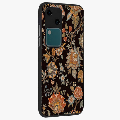 Vintage Floral Dream Glass Case upright view showcasing delicate floral artwork with timeless vintage theme.