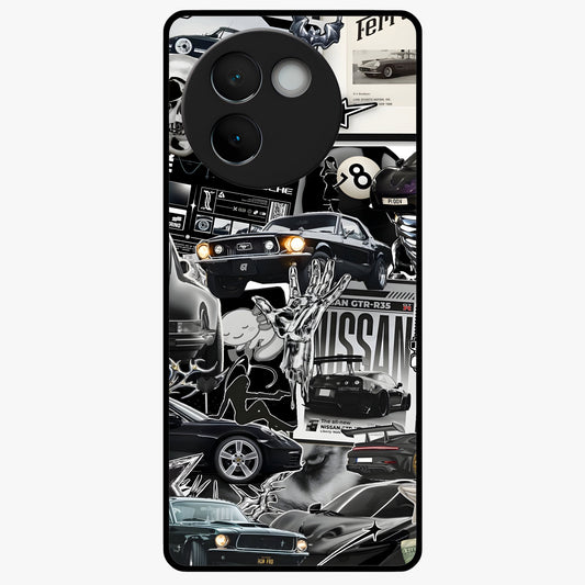 Aesthetic Dark Love Glass Case showing flat back view with dark romantic artwork and glossy glass finish.