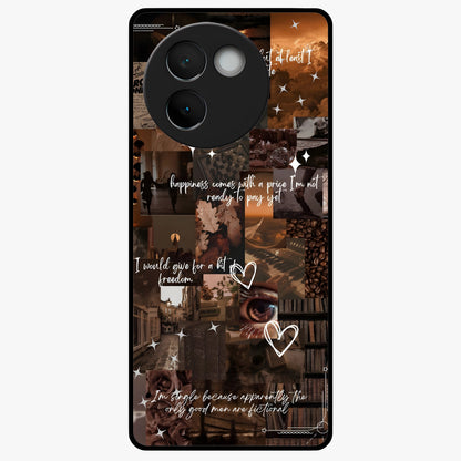 Bittersweet Aesthetic Chaos Glass Case showing flat back view with artistic chaotic aesthetic design and glossy glass finish.