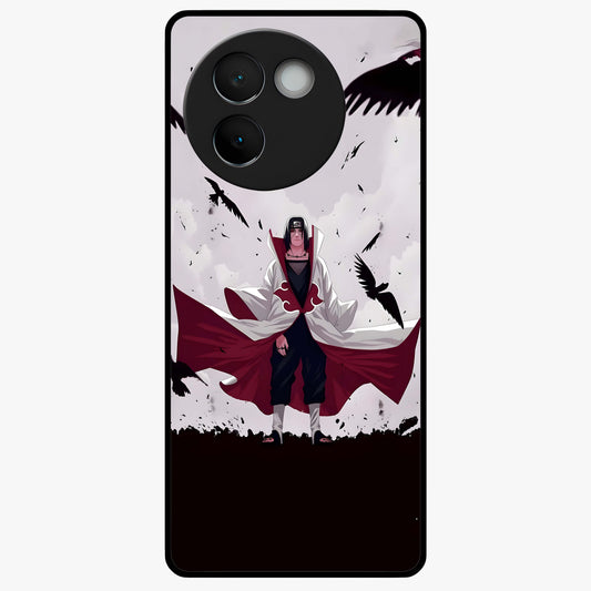 Crimson Crow Ascension Glass Case showing flat back view with mystical crow artwork and glossy glass finish.
