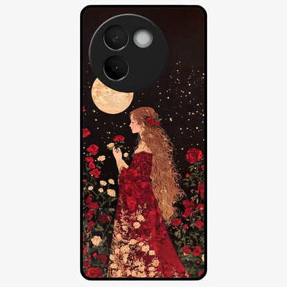 Crimson Dreams Glass Case showing flat back view with dreamy crimson artwork and glossy glass finish.