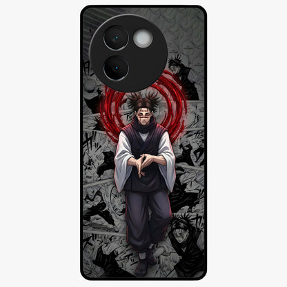 Cursed Ritual Ascension Glass Case showing flat back view with dark ritual themed artwork and glossy glass finish.