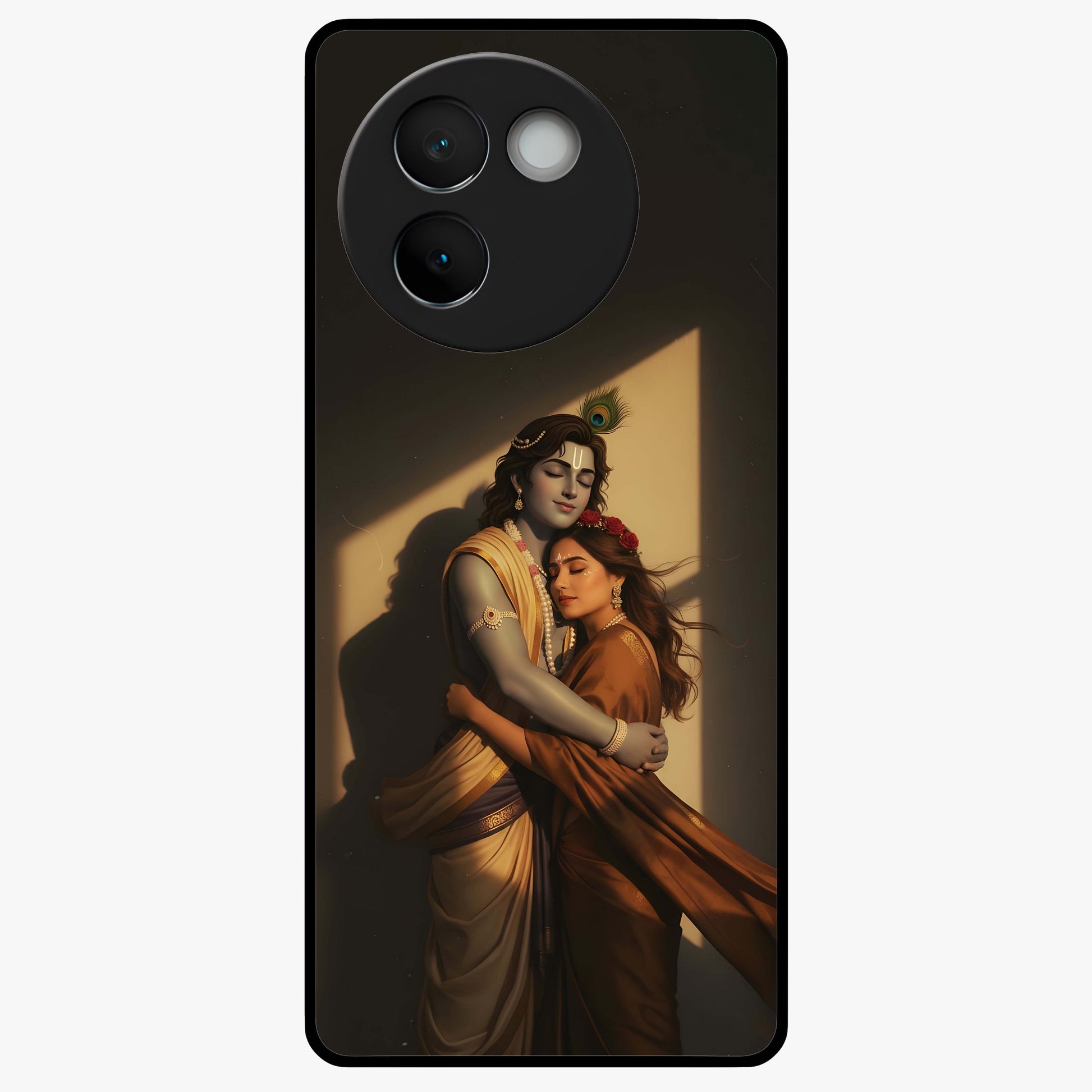 Divine Eternal Love Glass Case showing flat back view with spiritual love themed artwork and glossy glass finish.