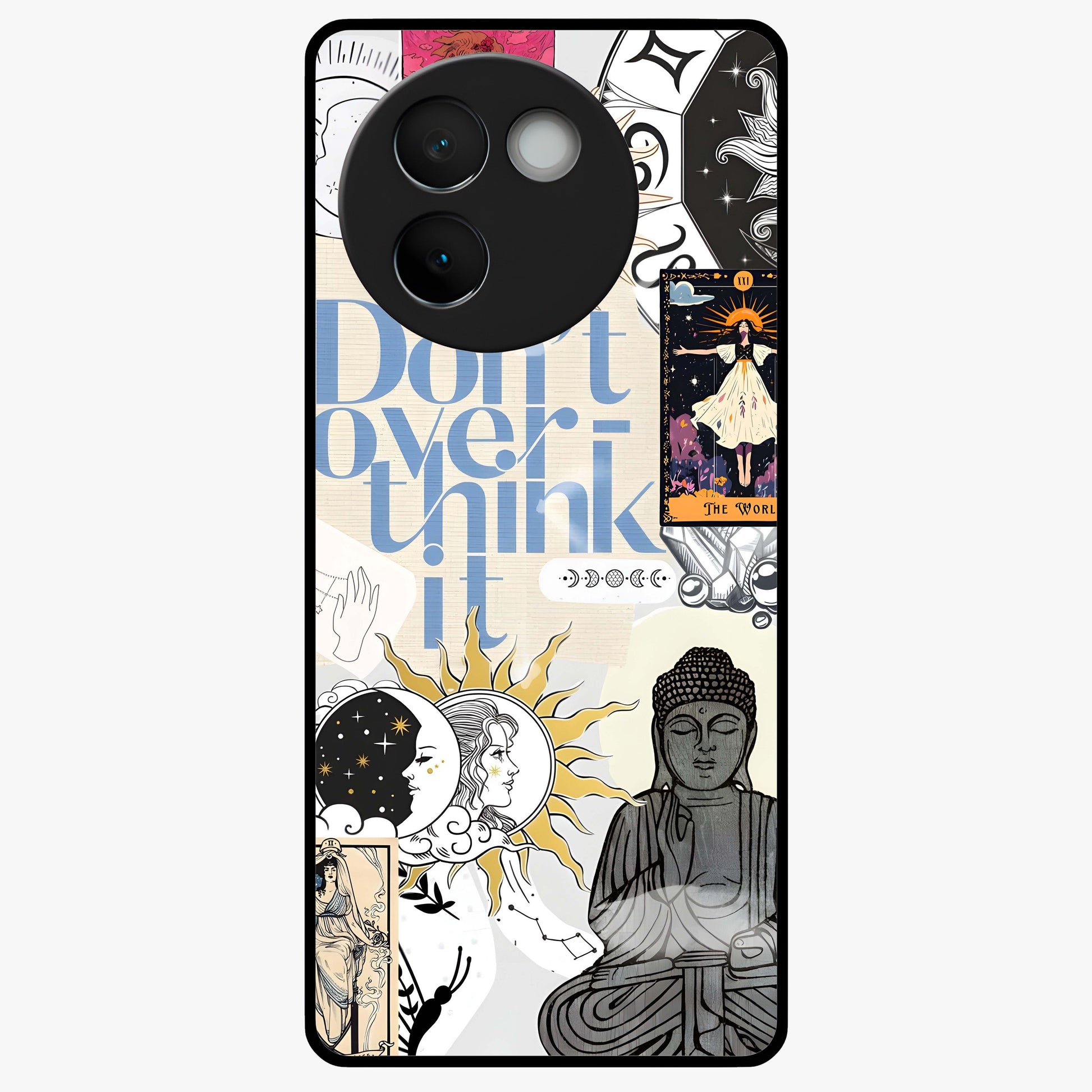 Ethereal Thoughts Glass Case showing flat back view with dreamy artistic artwork and glossy glass finish.