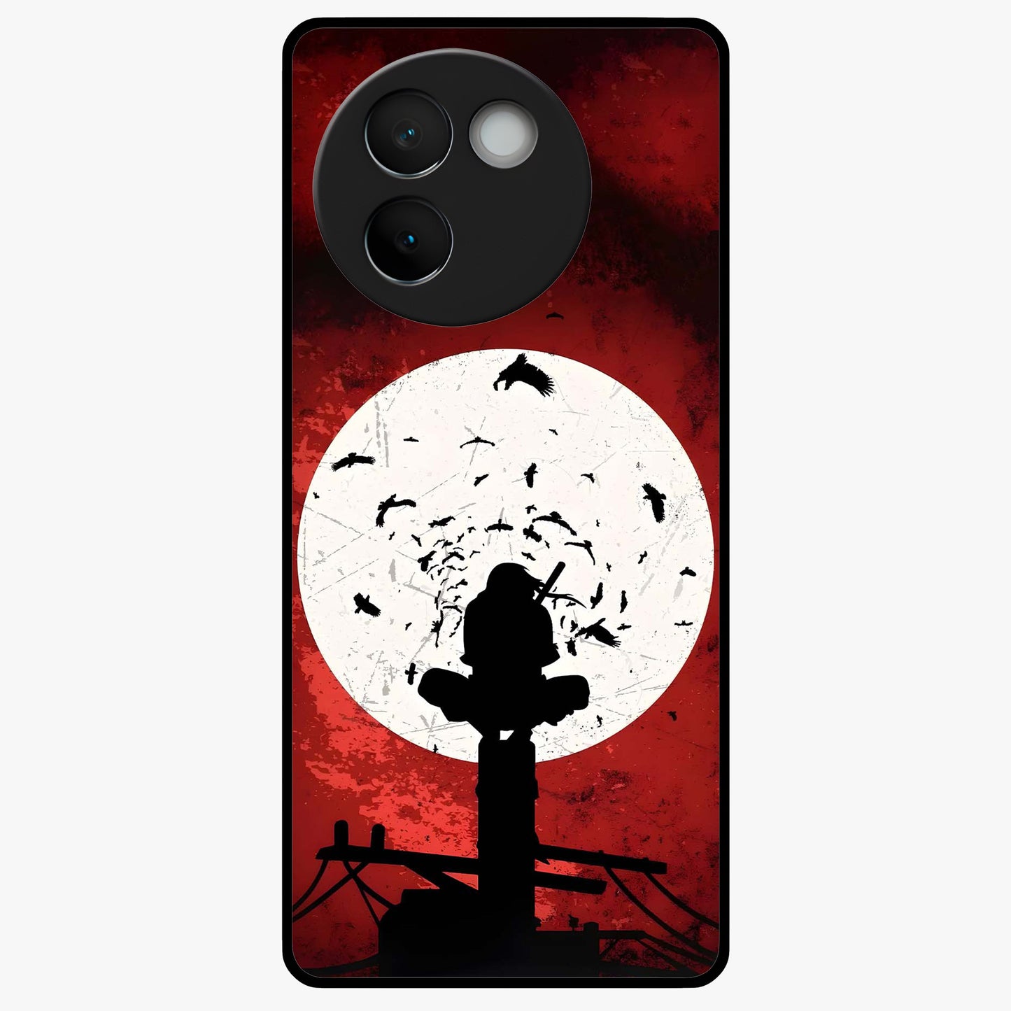 Itachi Limited Edition Naruto Anime Glass Case showing flat back view with iconic anime character artwork and glossy glass finish.