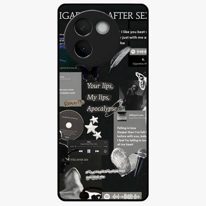 Midnight Love Echo Glass Case showing flat back view with romantic midnight themed artwork and glossy glass finish.