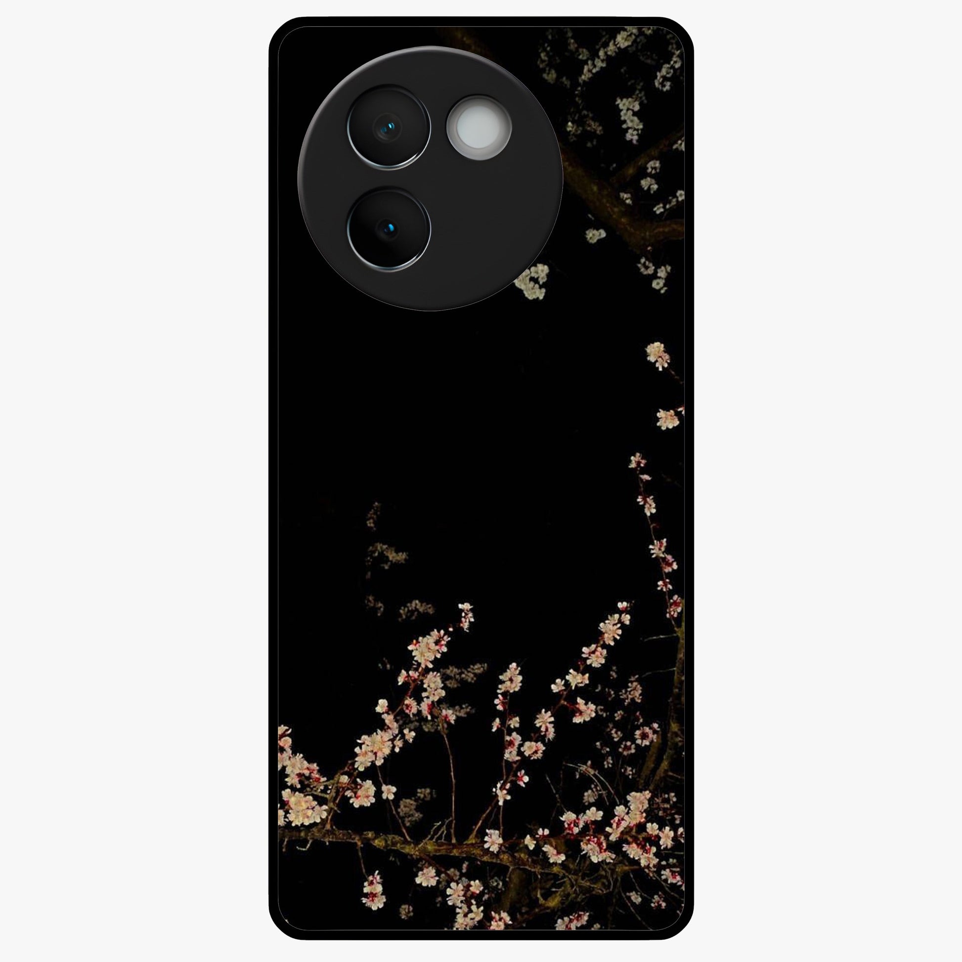 Petal Moon Light With Custom Name Glass Case showing flat back view with floral moonlight artwork and personalized name design.
