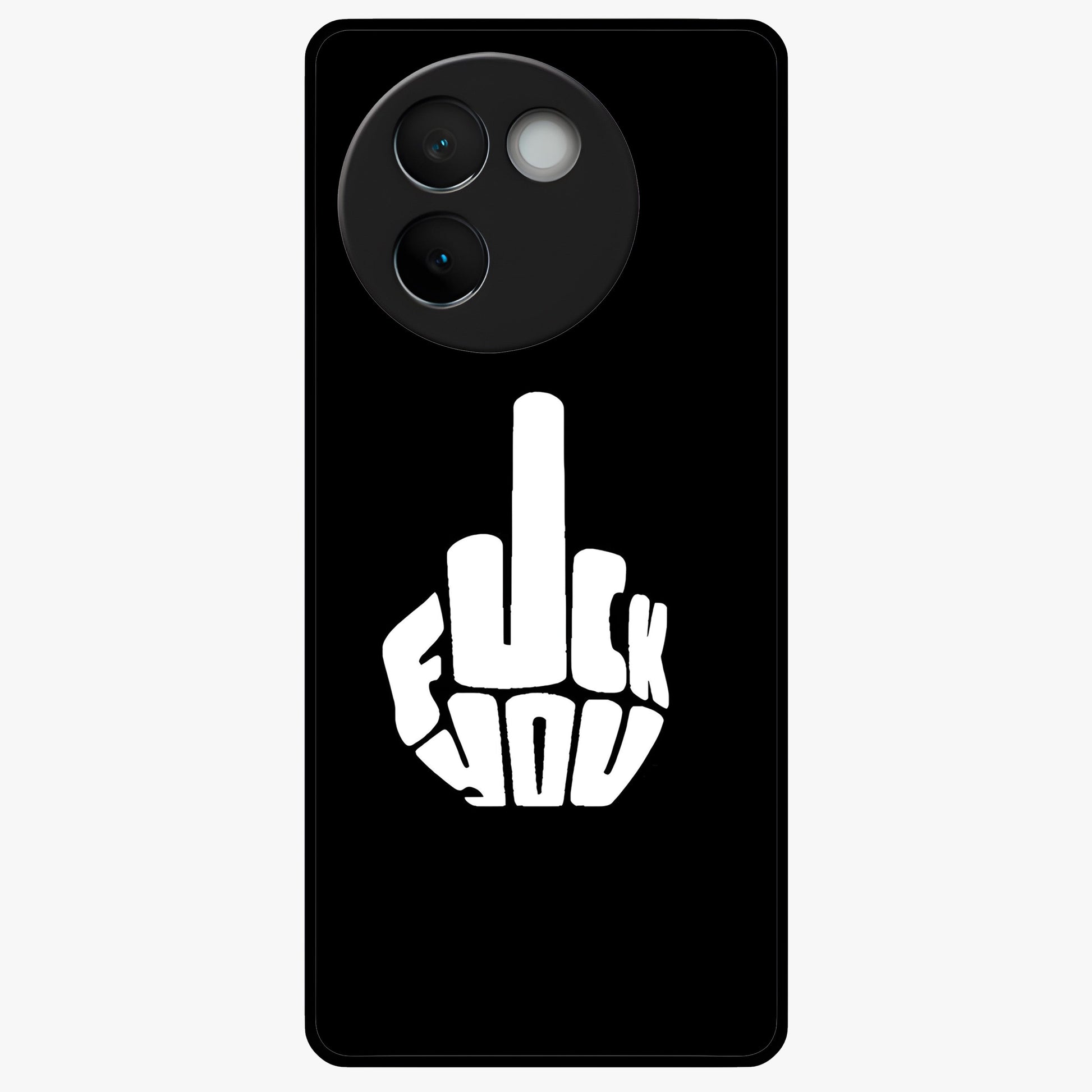 Rebel Mode On Glass Case showing flat back view with bold rebellious typography artwork and glossy glass finish.