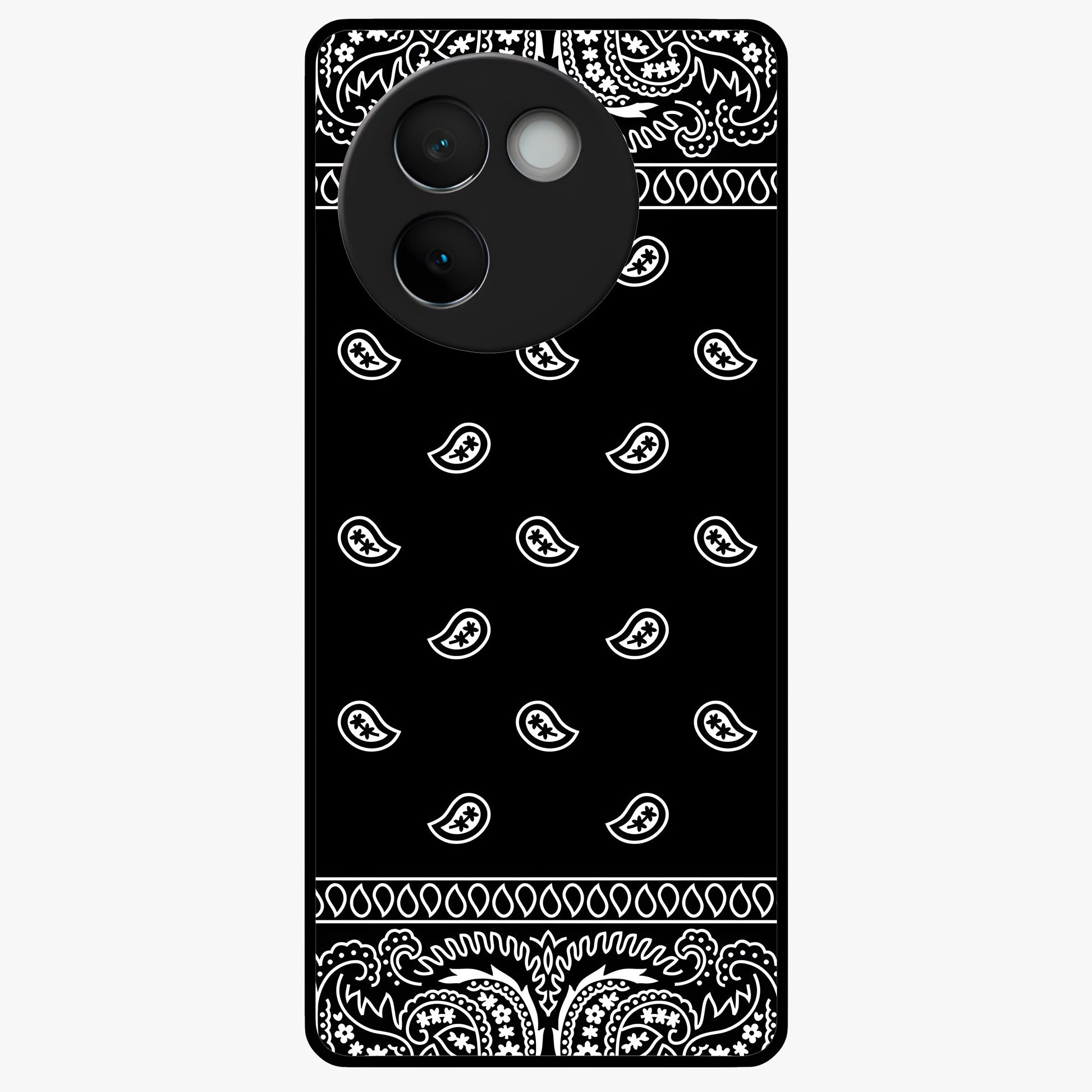 Retro Rebel Threads Glass Case showing flat back view with vintage street style artwork and glossy glass finish.