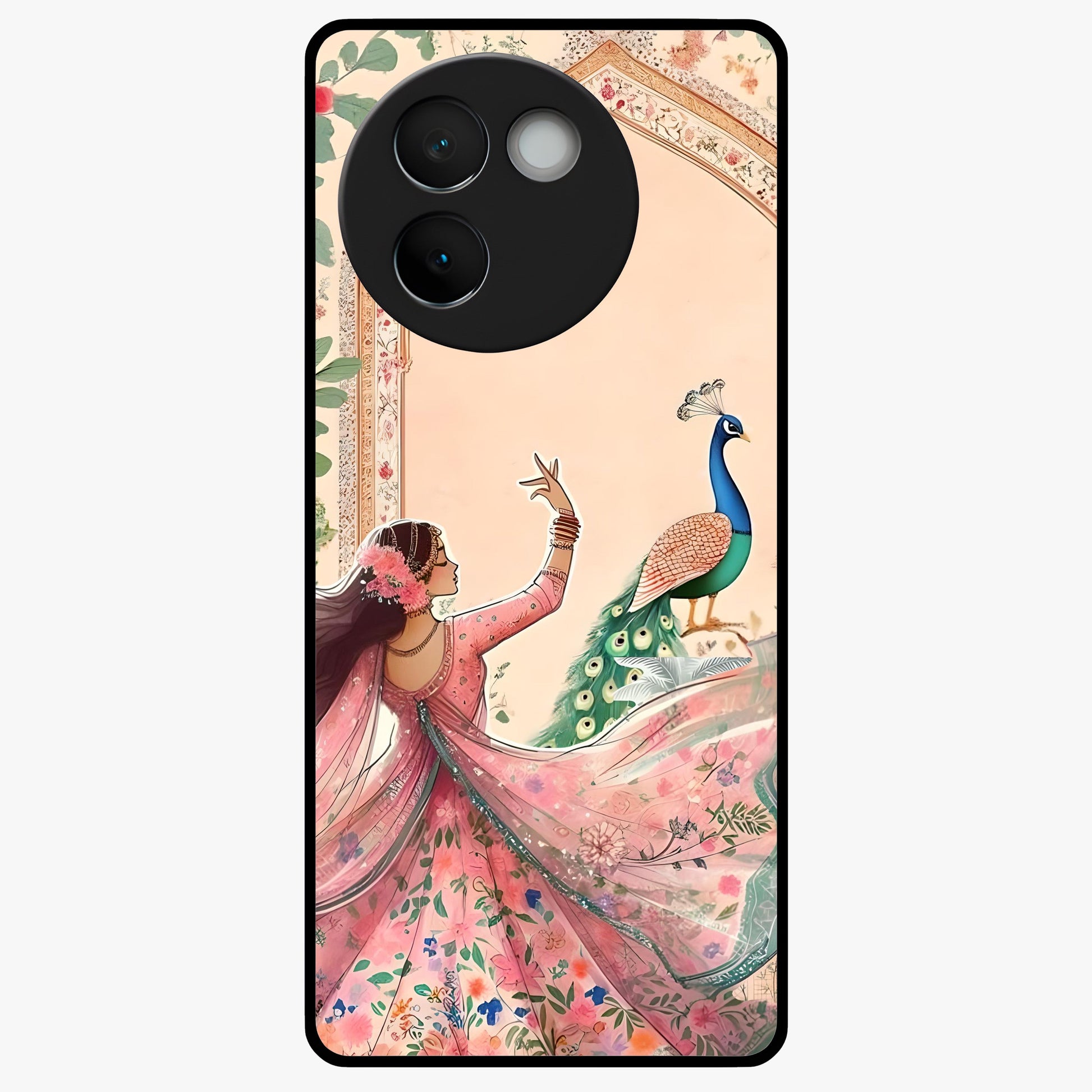 Royal Grace Muse Glass Case showing flat back view with elegant artistic artwork and glossy glass finish.