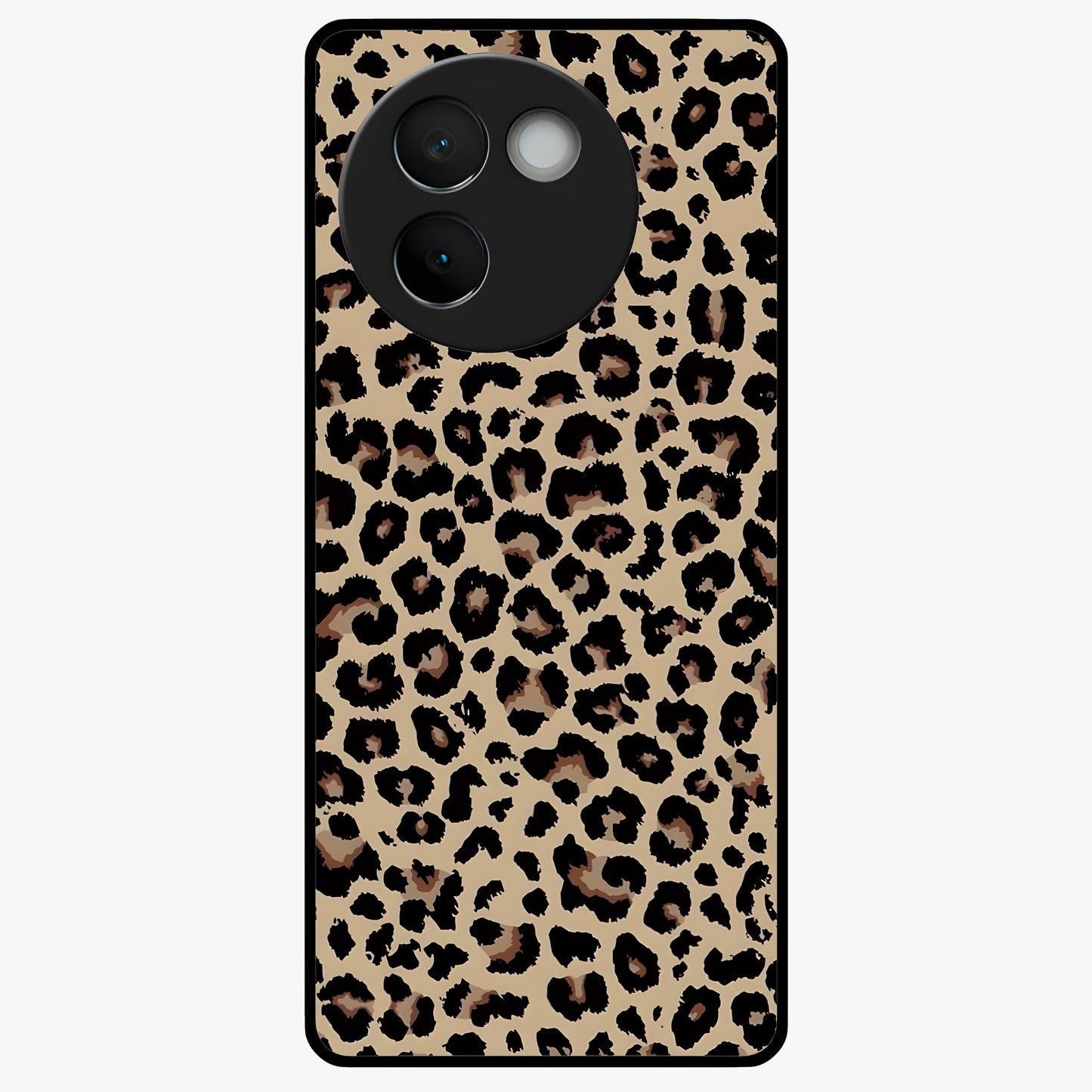 Savage Chic Pattern Glass Case showing flat back view with stylish patterned artwork and glossy glass finish.