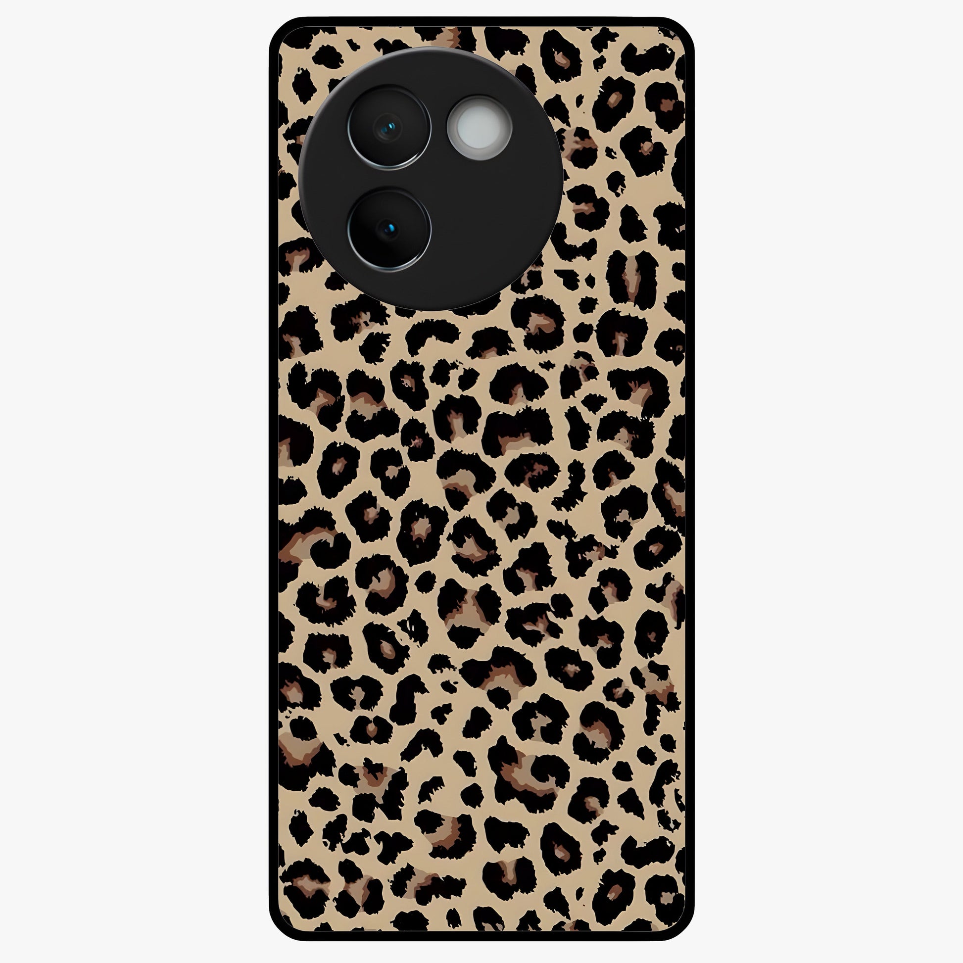 Savage Chic Pattern Glass Case showing flat back view with stylish patterned artwork and glossy glass finish.