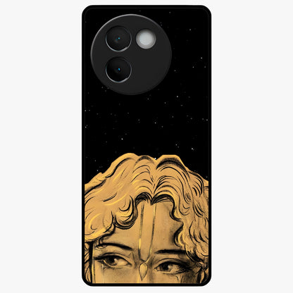 Shri Krishna Art Glass Case showing flat back view with devotional Krishna artwork and glossy glass finish.