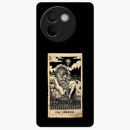 The Empress Glass Case showing flat back view with regal feminine artwork and glossy glass finish.