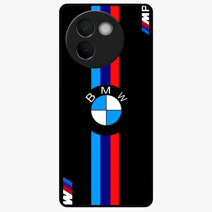 Turbo BMW Beast Glass Case showing flat back view with high performance sports car artwork and glossy glass finish.