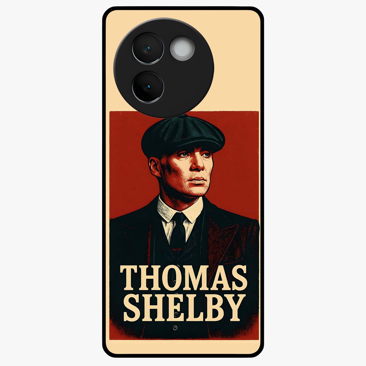 Vintage Mafia Authority Glass Case showing flat back view with bold vintage mafia inspired artwork and glossy glass finish.