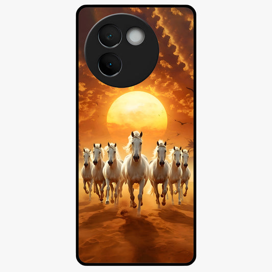 Wild Sunset Majesty Glass Case showing flat back view with majestic sunset landscape artwork and glossy glass finish.