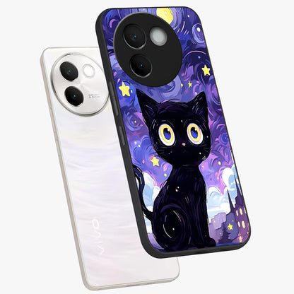 Abstract Cat Art Glass Case displayed in angled mockup highlighting modern abstract cat artwork and sleek glass surface.