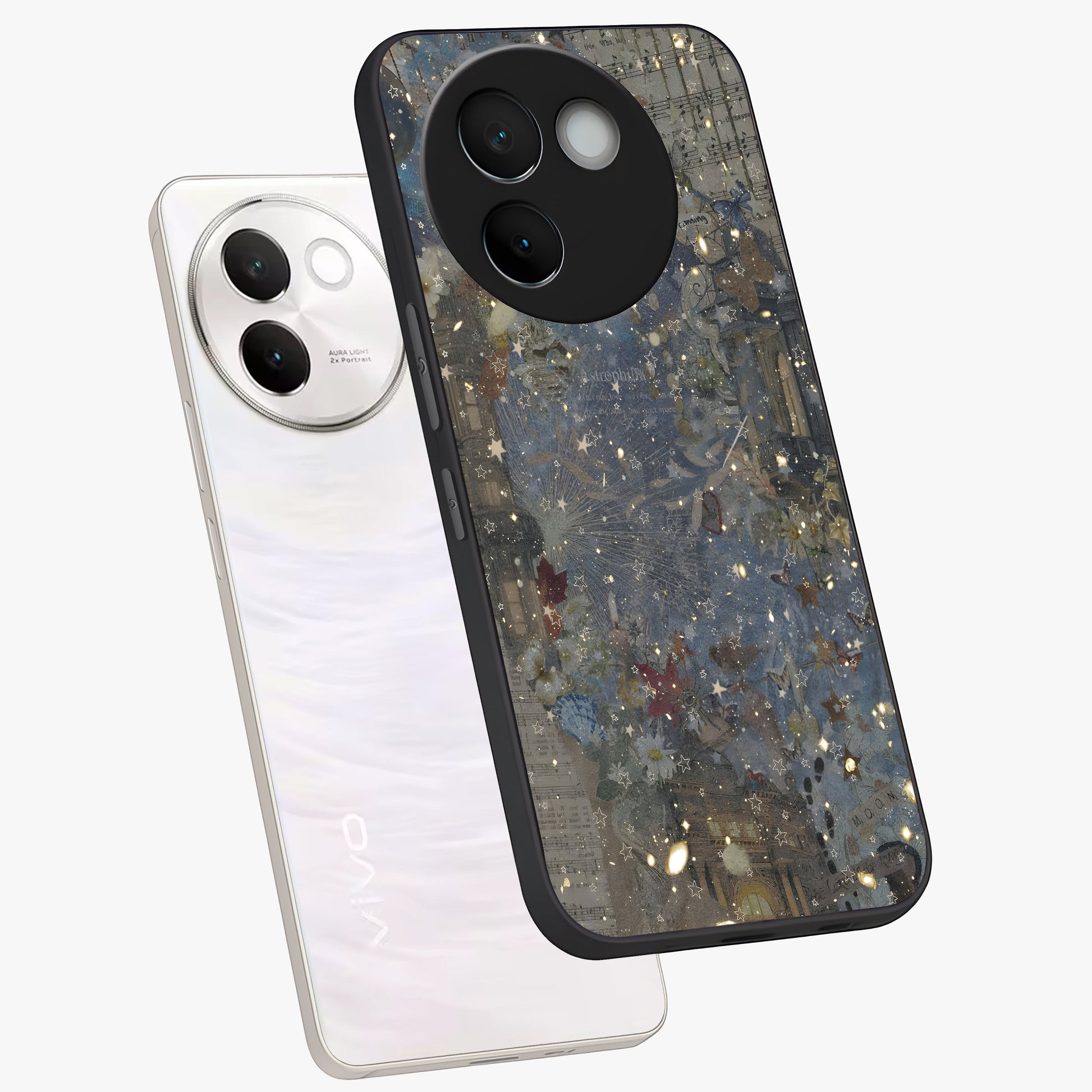 Aesthetic Astrolophia Glass Case displayed in angled mockup highlighting artistic aesthetic elements and smooth glass surface.