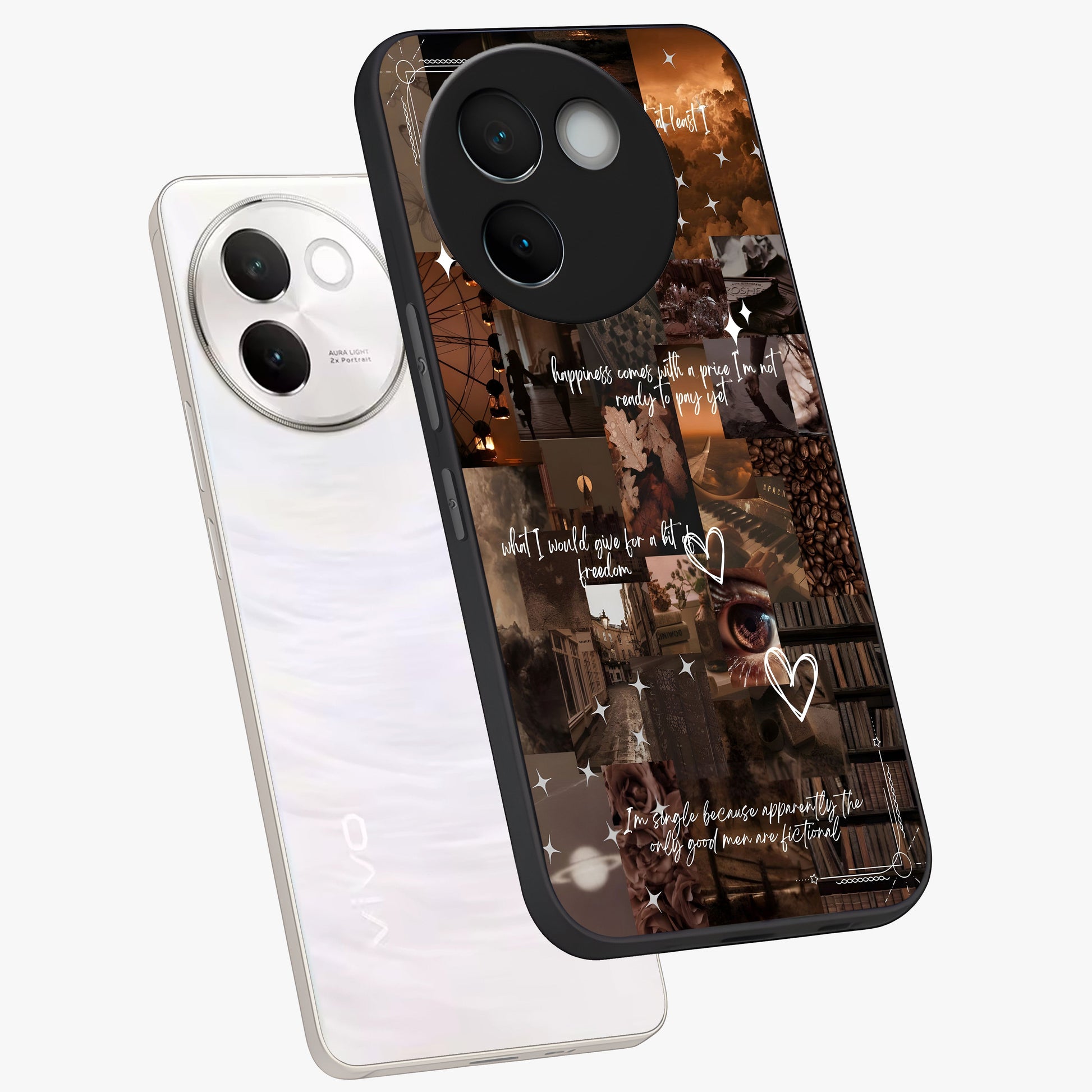 Bittersweet Aesthetic Chaos Glass Case displayed in angled mockup highlighting expressive abstract artwork and edgy aesthetic theme.