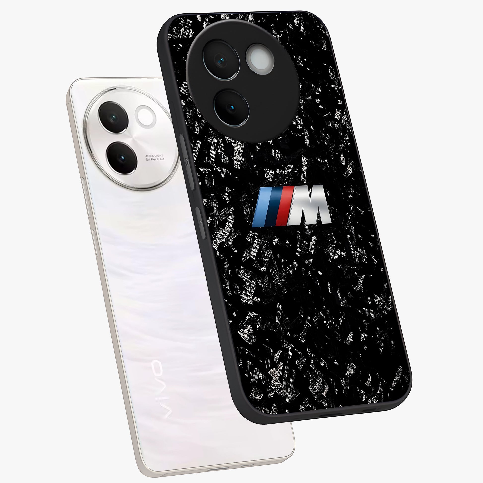 Carbon Speed Mark Glass Case displayed in angled mockup highlighting racing inspired carbon design and sleek aesthetic style.