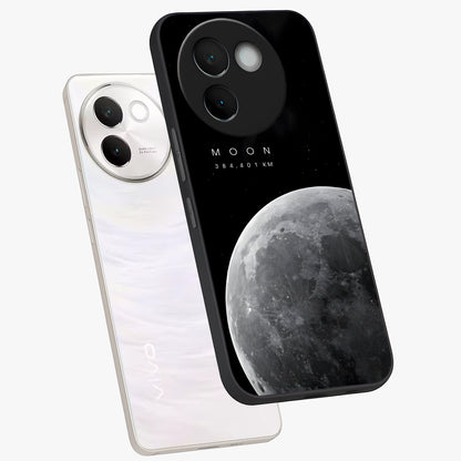 Cosmic Moon Glow Glass Case displayed in angled mockup highlighting celestial moon design with cosmic aesthetic theme.