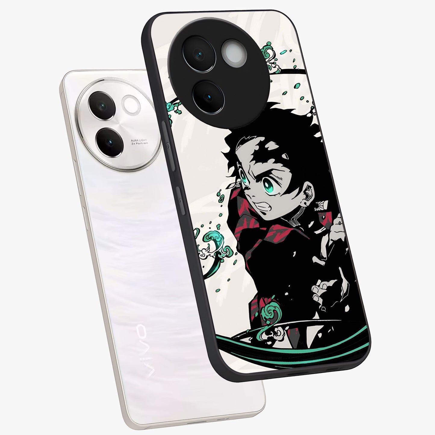 Demon Slayer Glass Case displayed in angled mockup highlighting dramatic anime character design with action aesthetic.