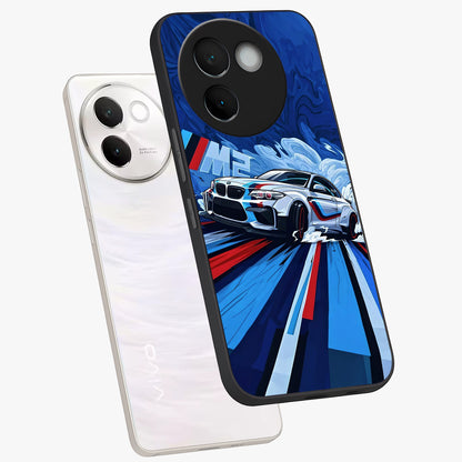 Drift Power Rush Glass Case displayed in angled mockup highlighting powerful drift car design with sporty aesthetic style.