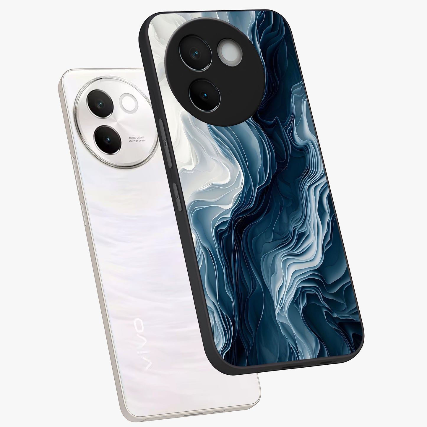 Ethereal Paper Marble Glass Case displayed in angled mockup highlighting elegant marble pattern with modern aesthetic style.