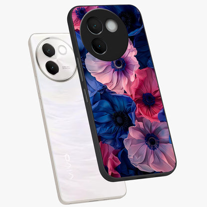 Flower Paper Art Pattern Glass Case displayed in angled mockup highlighting layered paper flower design with artistic aesthetic.