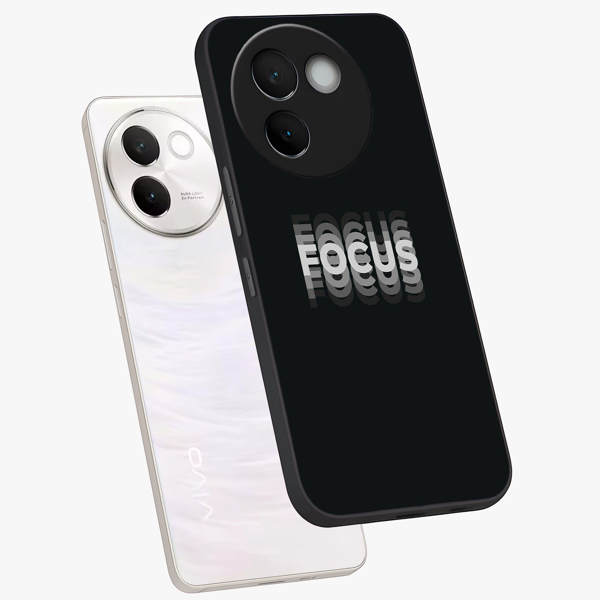 Focus Mode On Glass Case displayed in angled mockup highlighting clean minimal text artwork with modern aesthetic style.