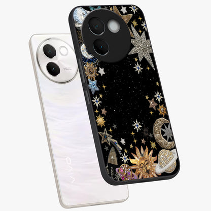 Galactic Jewel Stars Glass Case displayed in angled mockup highlighting shining celestial star design with cosmic aesthetic style.