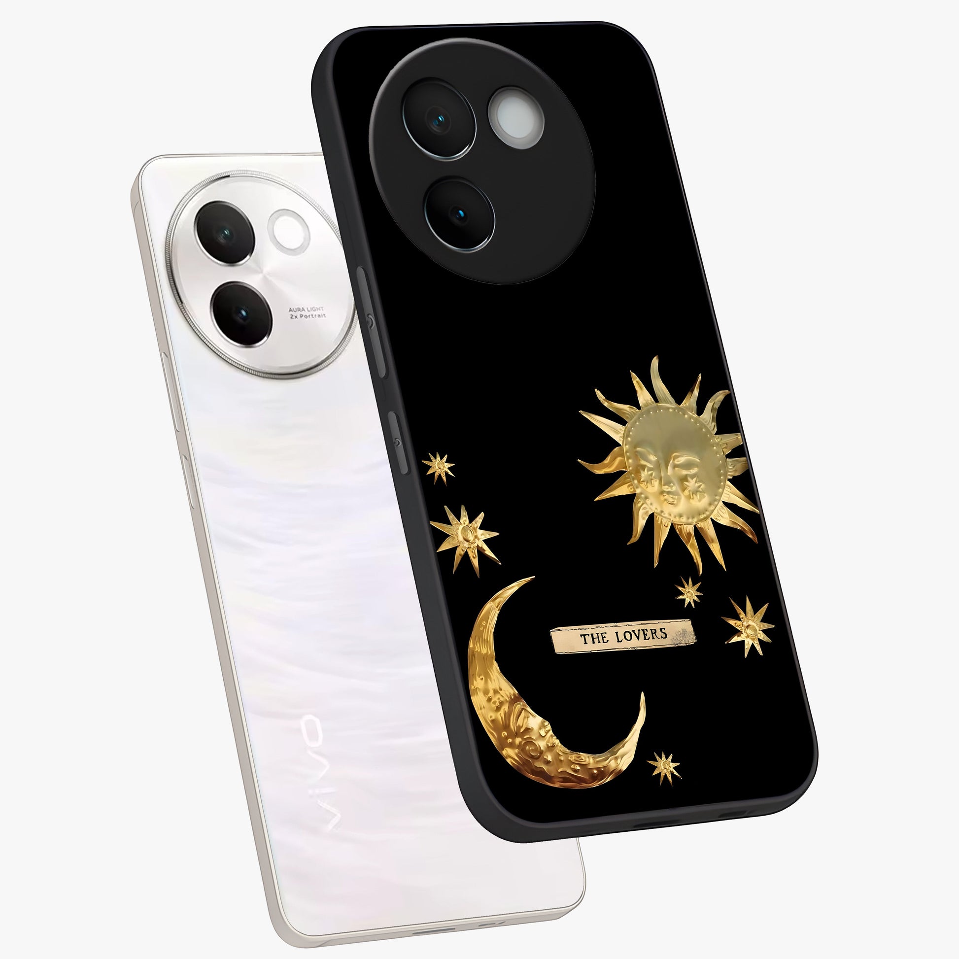 Gold Sun Blush Glass Case displayed in angled mockup highlighting radiant sun design with warm golden aesthetic.
